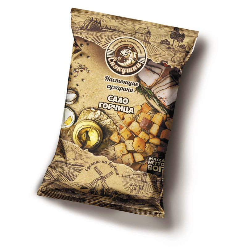 Сухарики пшеничные сало горчица Снэкушки 80гр