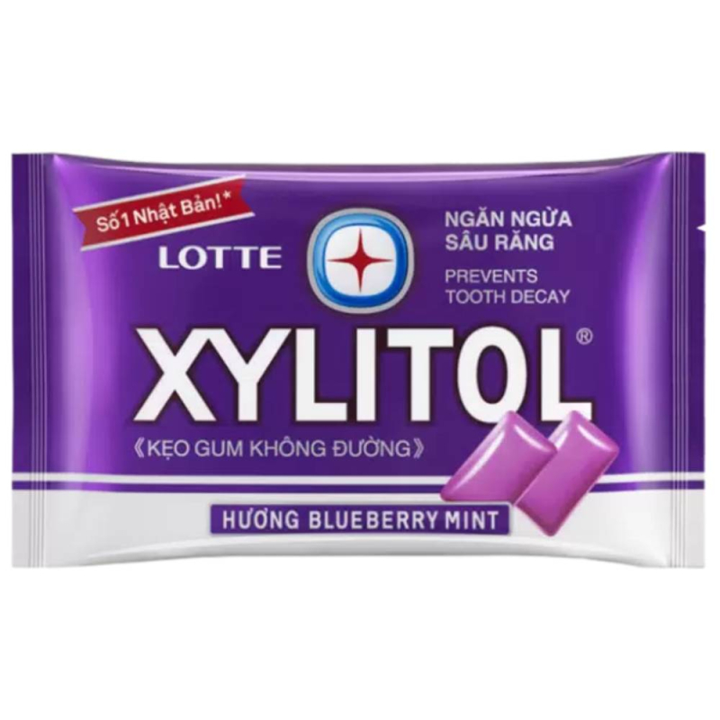 Резинка жевательная Xylitol  Blueberry Mint "Голубика и мята" Thai Lotte 11,6г, блистер 1/10/200