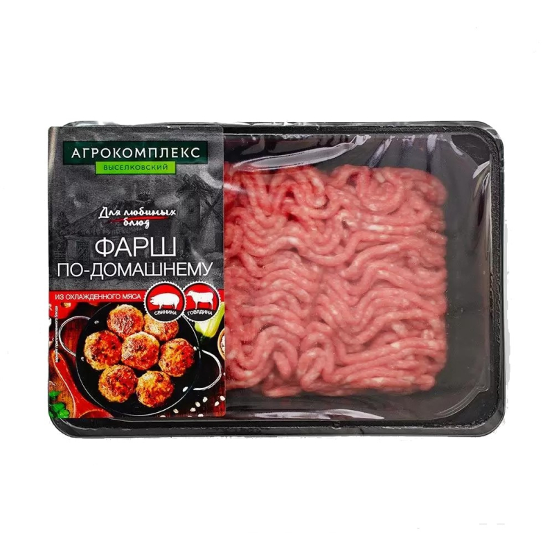 П/ф мясной рубленый кат.В фарш "По-домашнему" охл. МГА 1кг Агрокомплекс