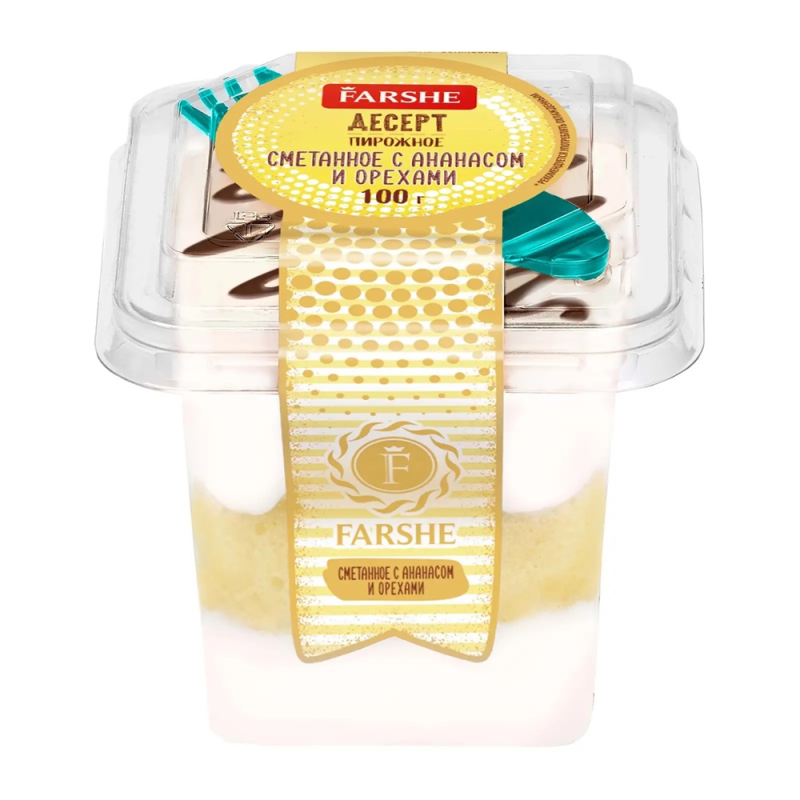 Пирожное "Сметанное с ананасом и орехами"0,120 Фарше