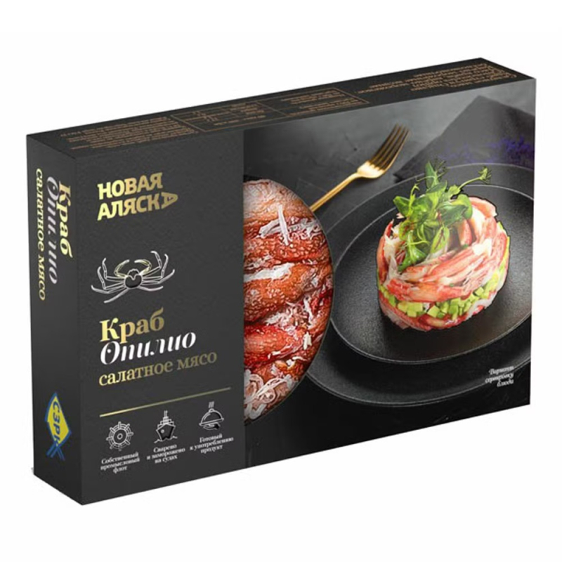 Краб салатное мясо Камчатский в/м 500гр в/у 7%гл Новая Аляска Волхов Россия (КОД 5749 (для Мантеры)