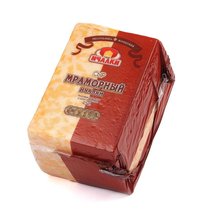 Сыр Мраморный 50% полубрус~2кг/8шт Сырная Долина (для Мантеры)