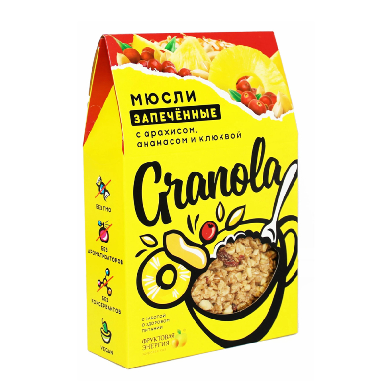 Мюсли  270 г Granola Фрутилад Фруктовая энергия запеченные с арахисом, ананасом, клюквой карт/уп
