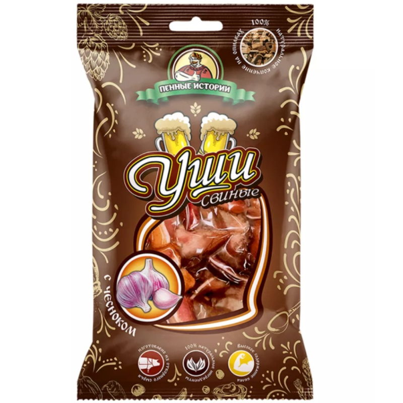 ПЕННЫЕ ИСТОРИИ Ушки свиные с чесноком 90гр*30шт Пенные истории