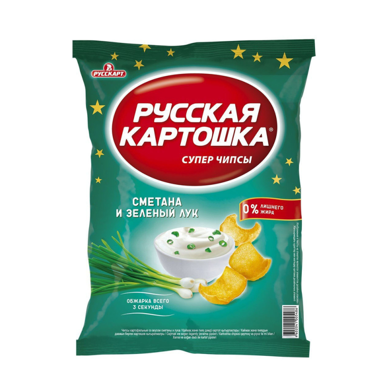 Чипсы картофельные со вкусом Сметаны и лука Русская картошка 150гр
