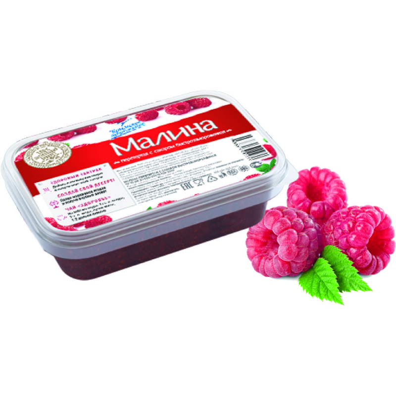 Малина перетертая с сахаром  Крымское  200г п/лоток