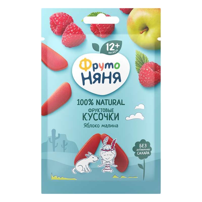 ФрутоНяня 15г.Продукт детского питания для детей раннего возраста Фруктовые кусочки из яблок и малин