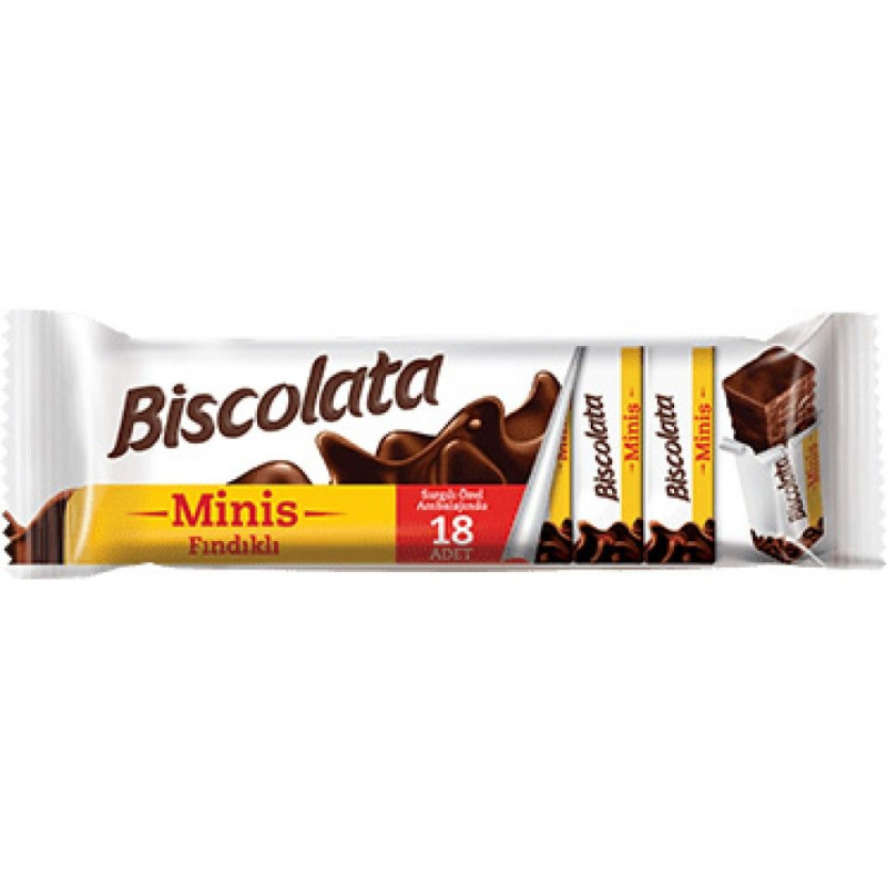 Вафли в молочном шоколаде с ореховым кремом Biscolata Minis 117гр