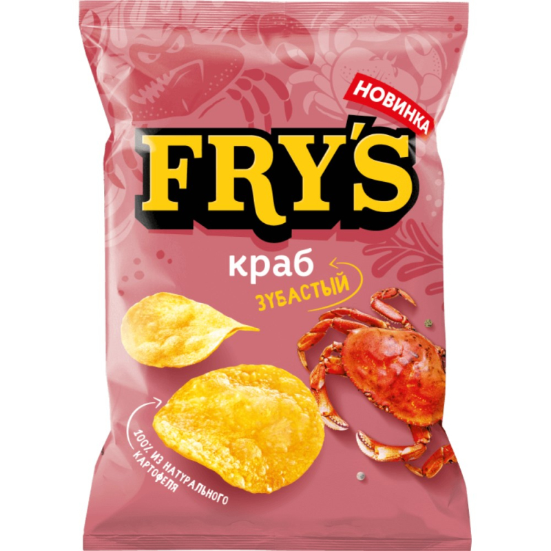 Чипсы из натур. картофеля FRY’S (Фрайс) вкус Зубастый краб 130 г (для Мантеры)