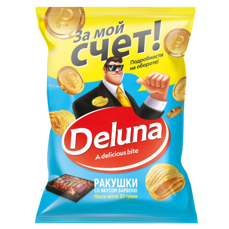 Снеки кукурузные DELUNA Ракушка со вкусом БАРБЕКЮ 85 г