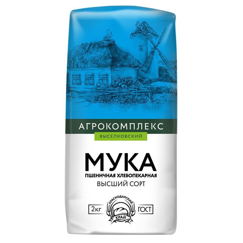 Мука Агрокомплекс пшеничная хлебопекарная высший сорт 1 кг