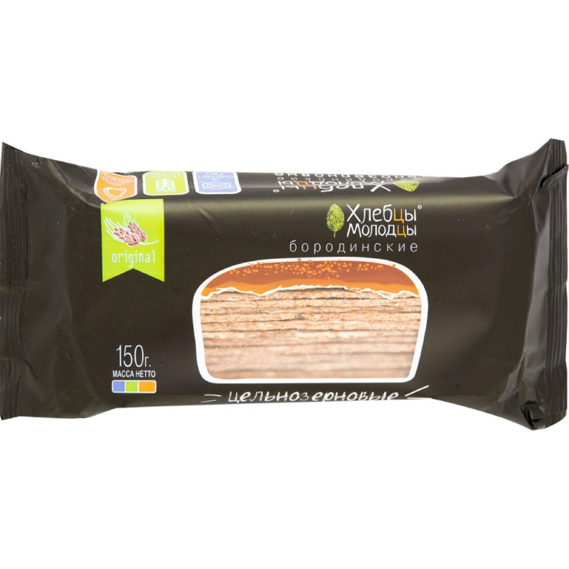 Хлебцы 150г хрустящие "Хлебцы-Молодцы" Бородинские цельнозерновые, 150г