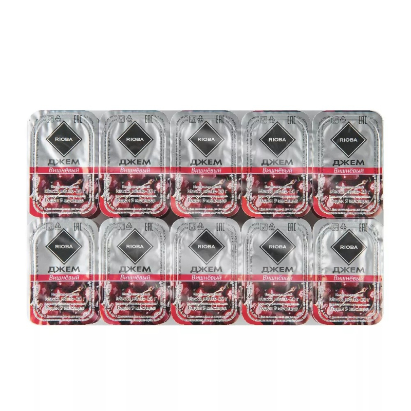 RIOBA ДЖЕМ ПОРЦИОННЫЙ ВИШНЯ (20г х 20ШТ), 400Г (для Мантеры)