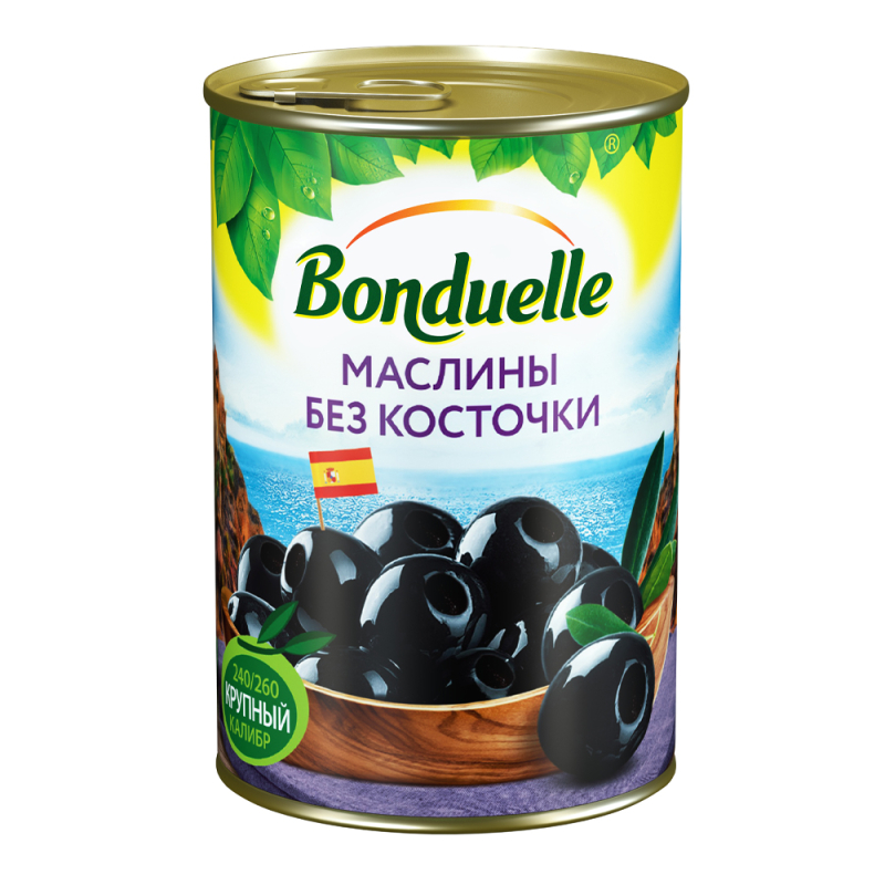 Маслины черные Bonduelle 314 мл/300 г с косточкой ж/б