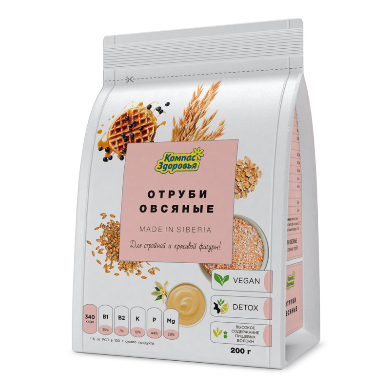 Отруби 200 г Компас здоровья овсяные м/уп