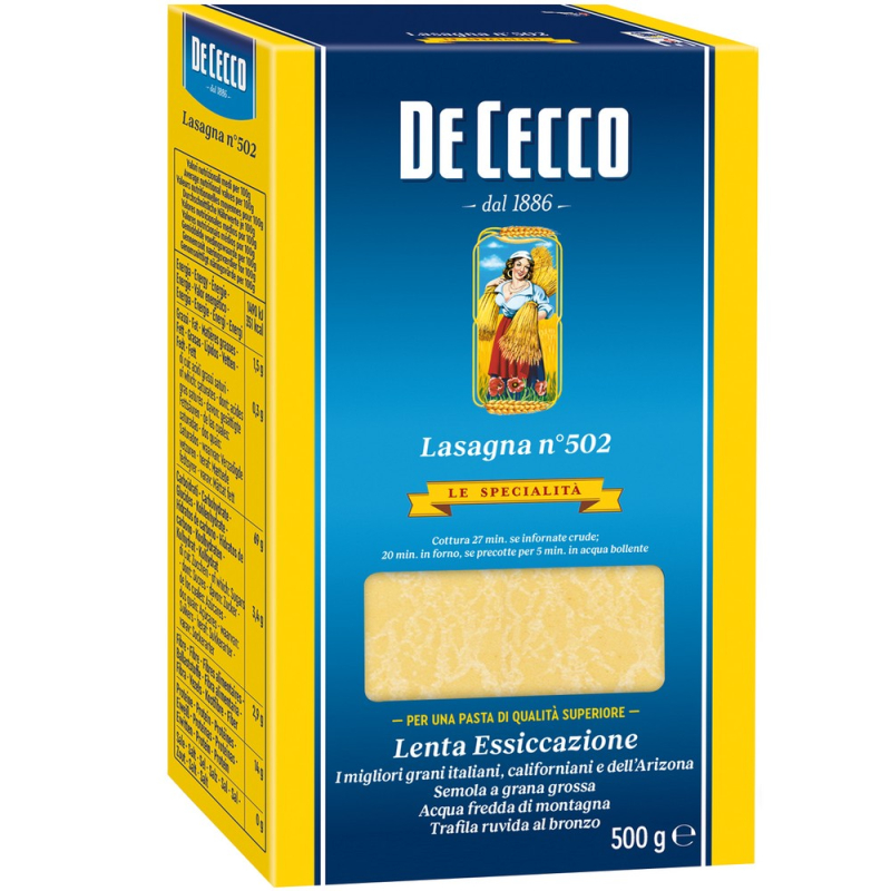 Лазанья №502 "Де Чекко" (0,5кг) 1*12, шт (для Мантеры)