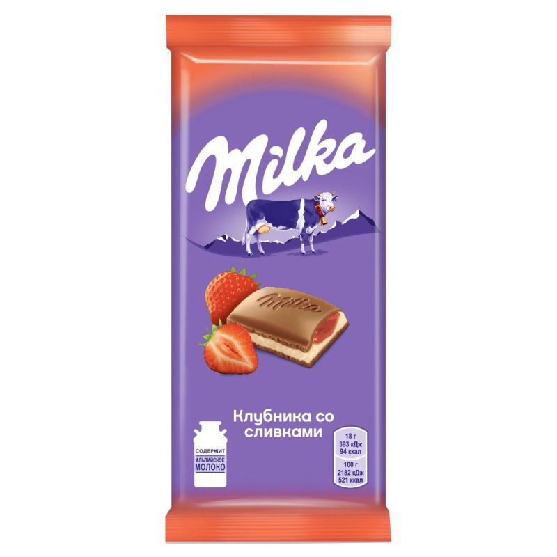 Шоколад МИЛКА мол. клубника/сливки 85гр