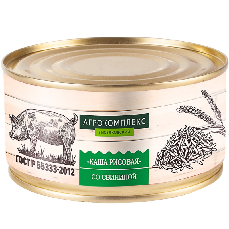 Каша рисовая со свининой ж/б 325гр