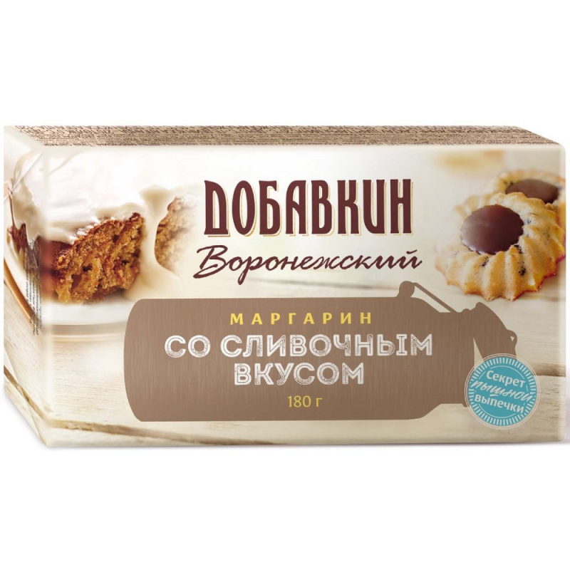 Маргарин Добавкин Воронежский со сливочным вкусом, м.д.ж. 60%, 180г, 30шт