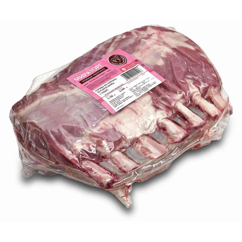 Корейка на ребрах незачищенная Розовая Телятина ЗАМ -2,9кг*2 (5,8кг)(для Мантеры)