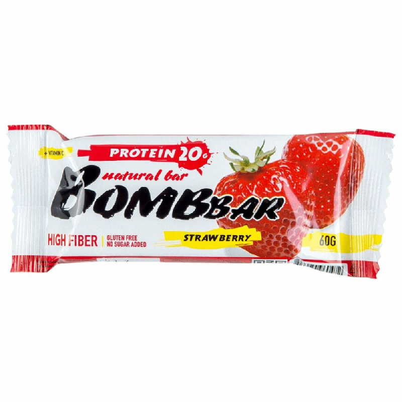 Батончик BOMBBAR протеин. клубника 60г