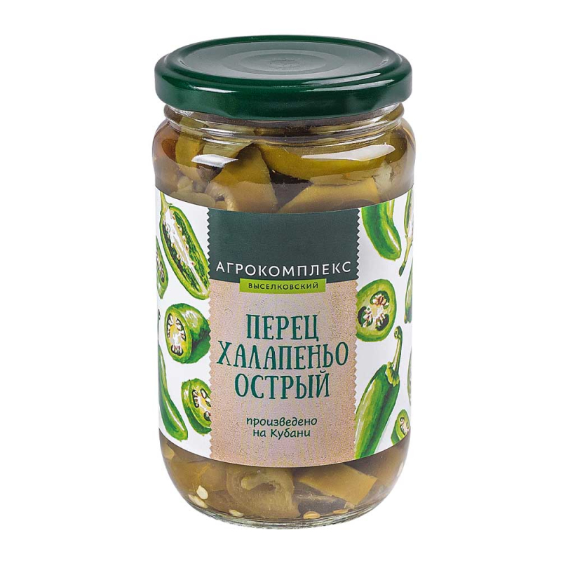 Перец острый Халапеньо маринованный нарезанный 350 гр Агрокомплекс