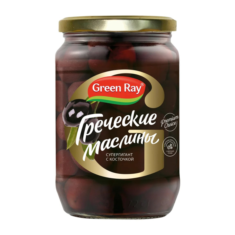 Маслины с костью 720 мл ГринРэй (супергигант) Греция, Халкидики ст/б