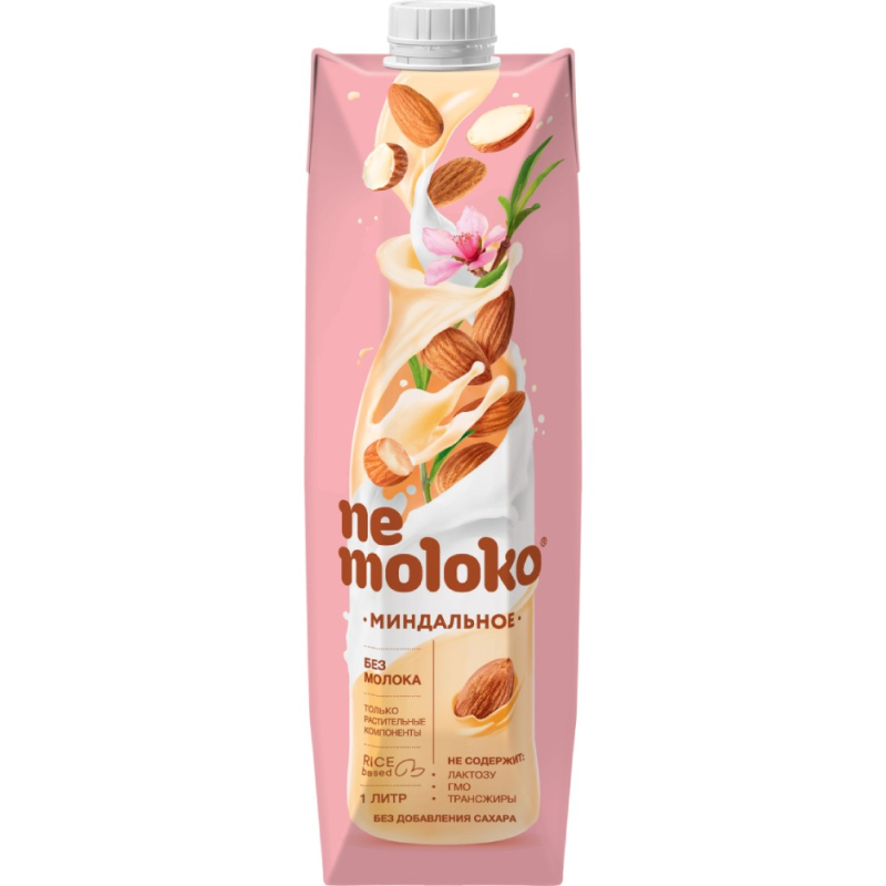 1л "Nemoloko" напиток миндальный на соев основ обогащ витам и мин вещ (6шт/уп;22уп/ряд)(для Мантеры)