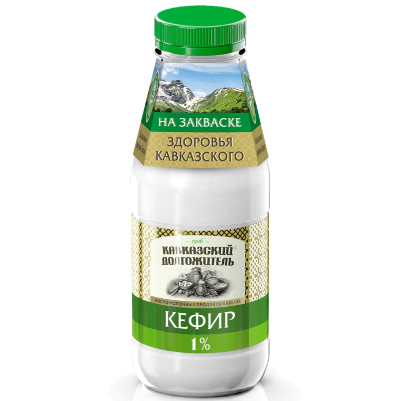 Кефир "Кавказский долгожитель" 1% PET-бутылка 0,29 кг (для Мантеры)