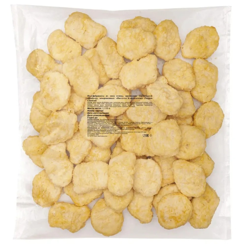 Наггетсы куриные в кляре, 20-26 г, Классические, 16,725 кг, Компас фудс (для Мантеры)