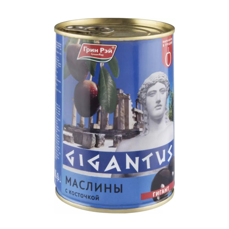 Маслины с костью 425 мл ГринРэй гигант Греция, Халкидики ж/б