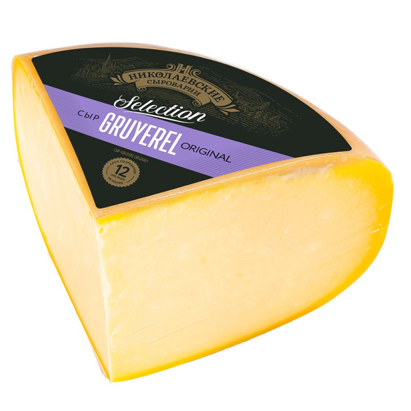Сыр Gruyere Original м.д.ж.в с.в.45,0% 1/4 цилиндра весовой 1 кг Николаевские сыроварни