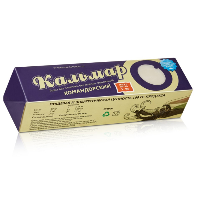 Кальмар очищенный д/в 0,5кг-1кг. Командорский 1*21/18/14,4  ТМ Акрос (для Мантеры)