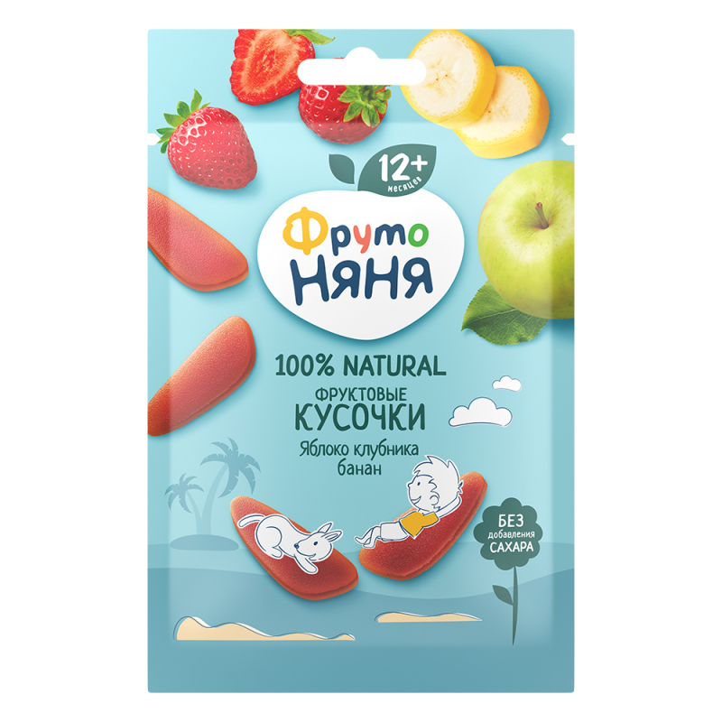 ФрутоНяня 15г.Продукт детского питания д/дет.ран.возраста Фруктовые кусочки из яблок, клубн.и банана