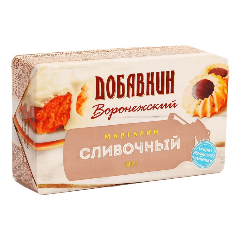 Маргарин со сливоч. вкусом 72%, 180г, пергамент, Добавкин Воронежский (30шт)