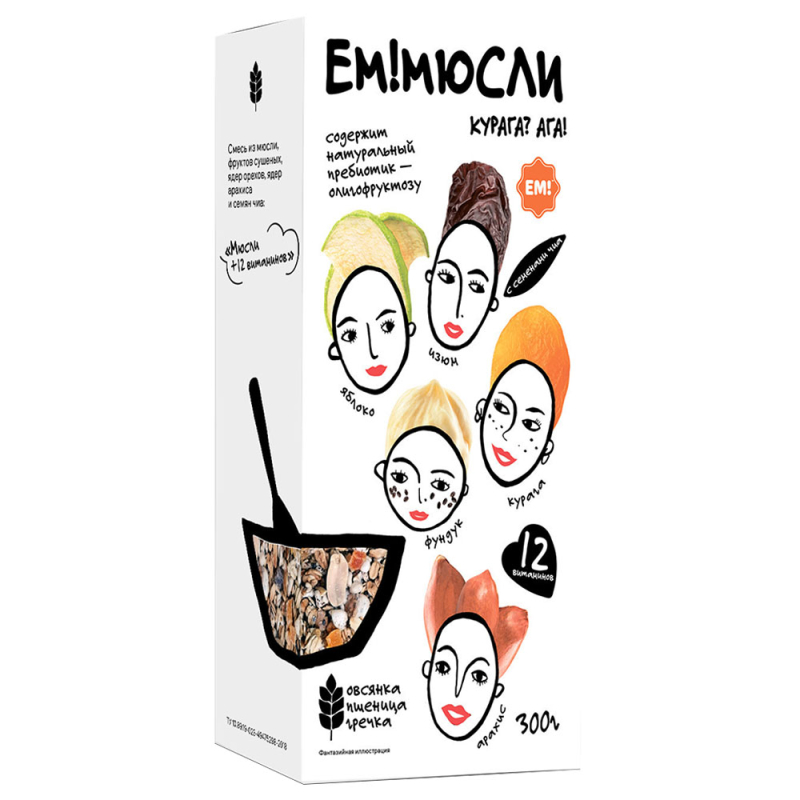 Мюсли запеченные на сахаре 12 витаминов ЕМ! 300гр