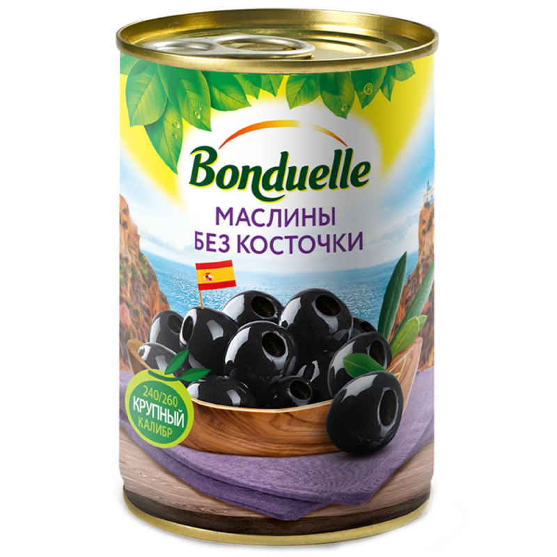 Маслины черные Bonduelle 314 мл/300 г без косточки ж/б