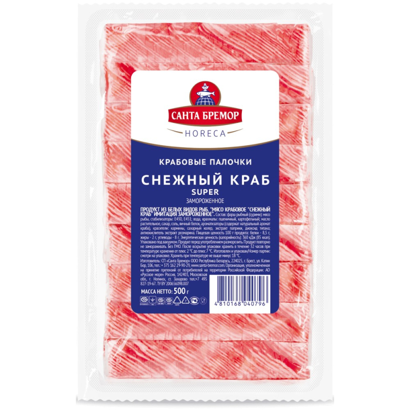 Крабовые палочки "Снежный краб" 500гр.1/12 (для Мантеры)