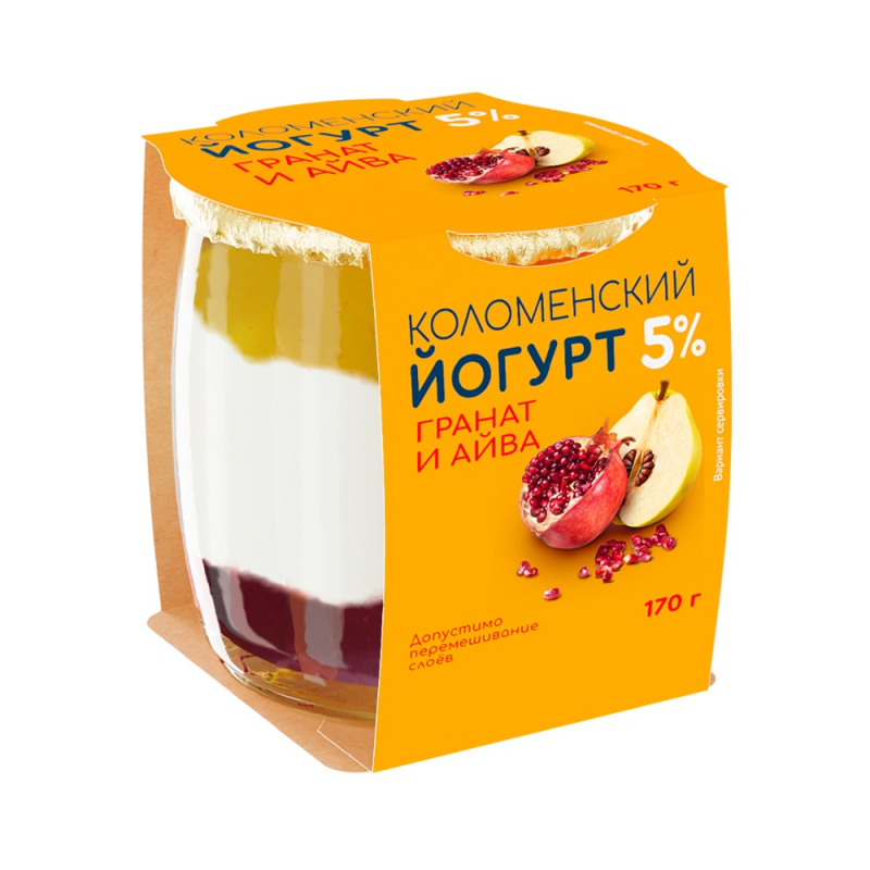 Йогурт «Коломенский»«Гранат-Айва» с  м.д.ж.5,0% 170 г [м]
