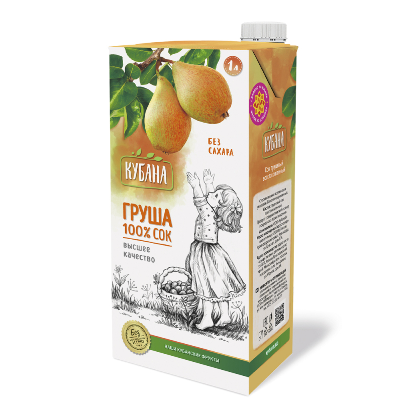 Сок Кубана грушевый восстан с мякотью 1л т/пак / Кубснаб