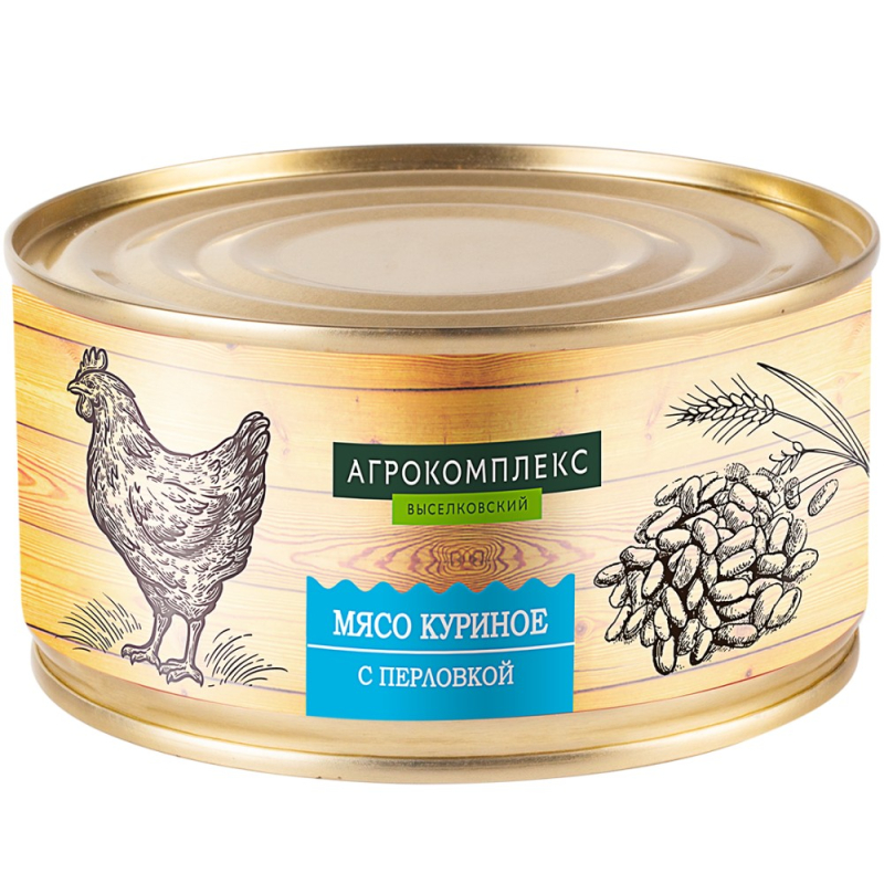 Консервы мясораст.из мяса кур с крупами стерил."Мясо кур с перловкой" 325 г(Старомин.)Агрокомплекс