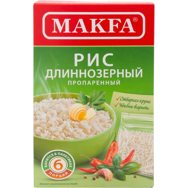 Крупа 400г Макфа Рис шлифов длиннозерный вар/пак к/уп
