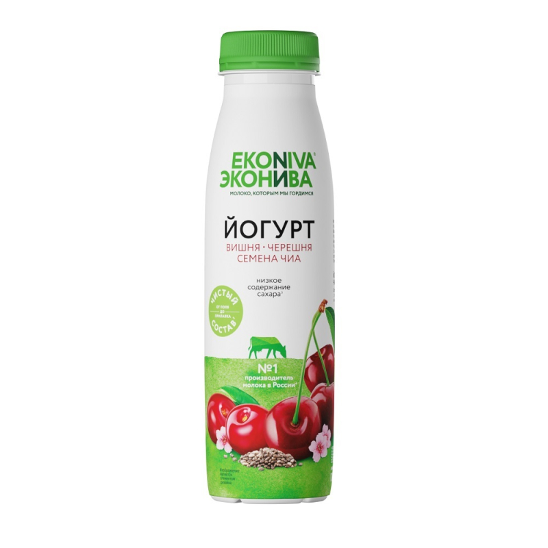 ЙОГУРТ FITNESS LINE ЭКОНИВА ВИШНЯ/ЧЕРЕШНЯ/СЕМЕНА ЧИА 2,5% 300 ГР ПЭТ (6 ШТ)[м]