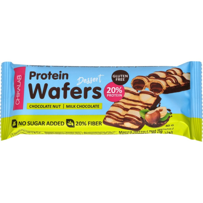 Батончик 40г CHIKALAB глазирован.вафельный "Шоколадно-ореховый десерт"м/уп