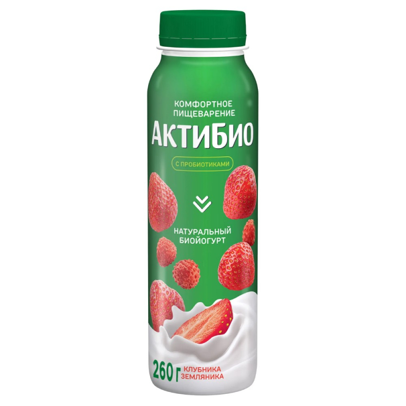ЙОГУРТ ПИТЬЕВОЙ КЛУБНИКА-ЗЕМЛЯНИКА 260 гр АКТИБИО  (для Мантеры)