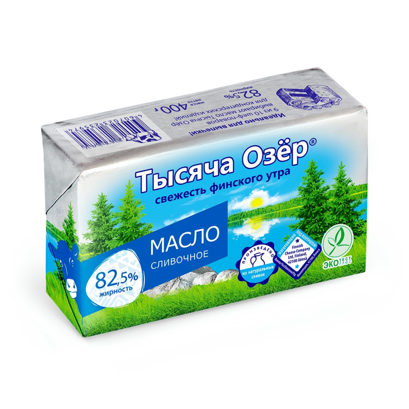 МАСЛО СЛИВОЧНОЕ 82% 400 гр ТЫСЯЧА ОЗЕР (для Мантеры)