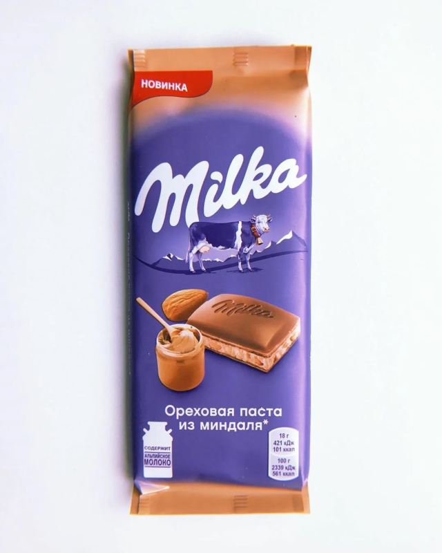 Шоколад МИЛКА мол. ореховая паста из миндаля (дроб.) 85гр