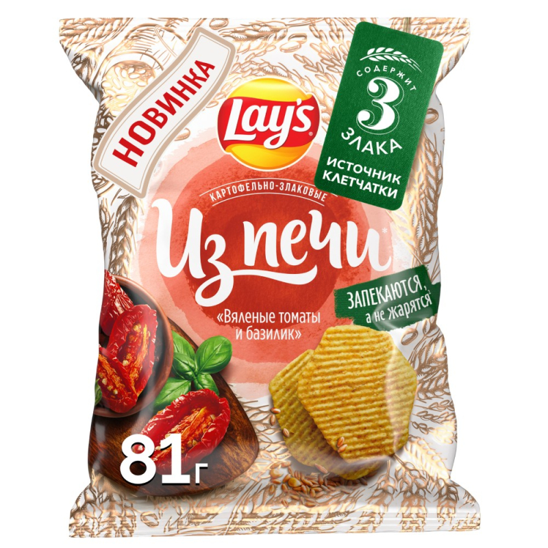 Чипсы Лейз из печи Вяленые томаты и базилик м/у 81г