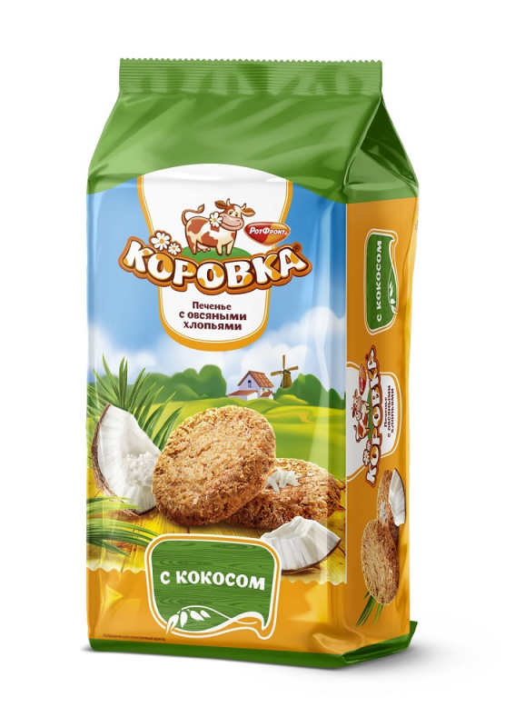 Печенье Коровка сдобное с овсяными хлопьями и кокосом 190 гр