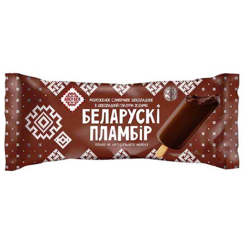 Эскимо Беларускi пламбiр шоколадный в шок.гл. 80гр/36шт Минск (для Мантеры)